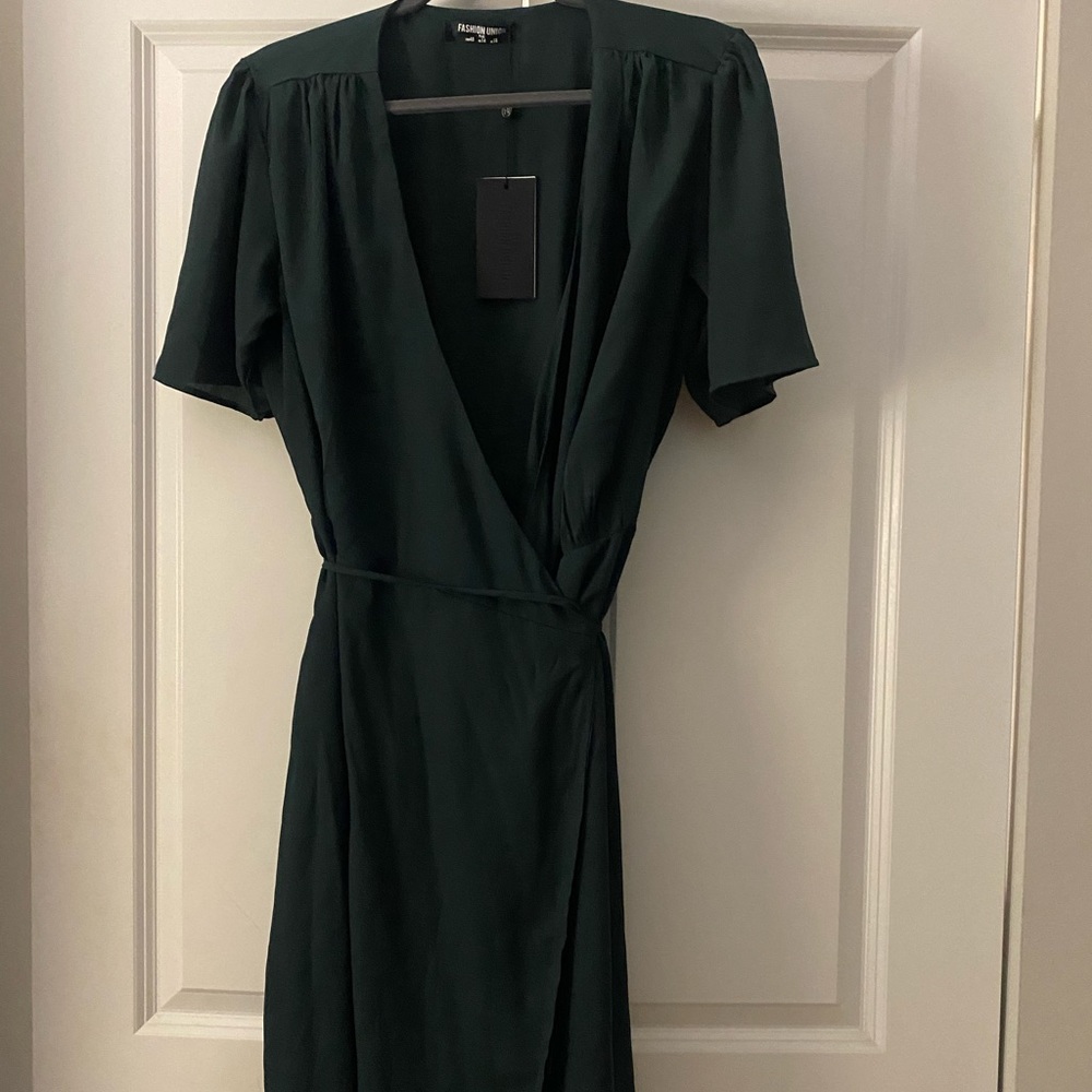 Dark Green Wrap Dress